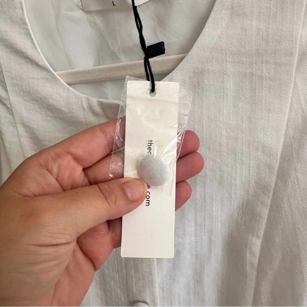 Commense Cotton & Linen Button-Front Sleeveless Dress With Tie NWT Size L - Picture 8 of 9